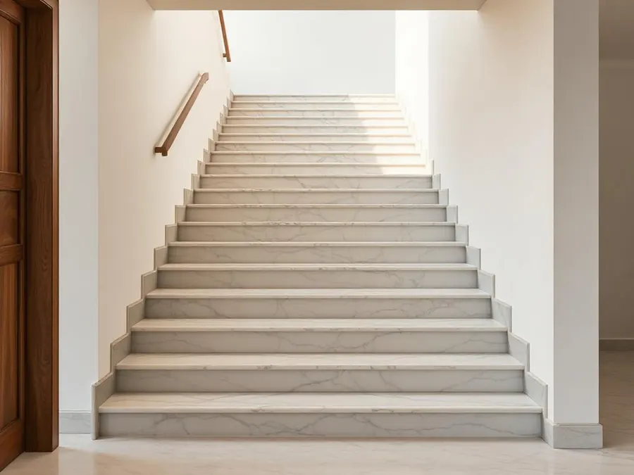 Escalera revestida en mármol pulido